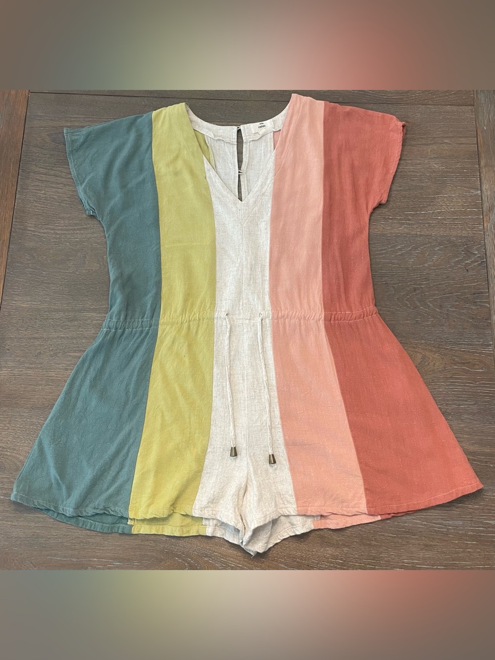 Entro Multicolor Striped V-Neck Romper